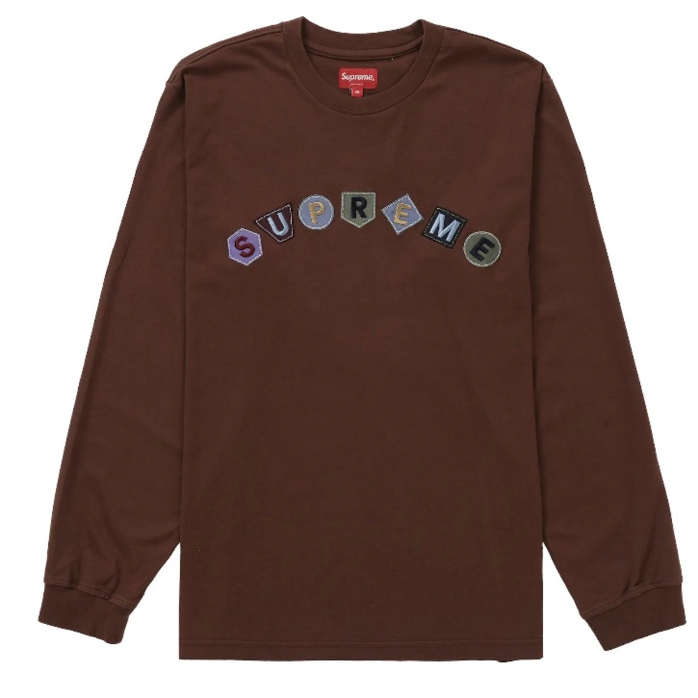 Supreme Long Sleeve Brown Shirt with patchwork